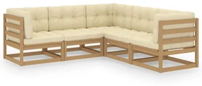 vidaXL 5-delige Loungeset met kussens massief grenenhout