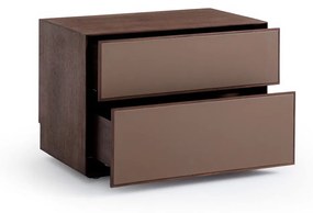 Lage ladeblok, notenhout en leer, Mikube