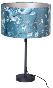 Tafellamp zwart met velours kap vis dessin 35cm - Parte Klassiek / Antiek, Modern E27 rond Binnenverlichting Lamp