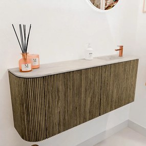 Mondiaz Joya DLux 100cm toiletmeubel ronding links dusk met wastafel faye rechts 1 kraangat ostra