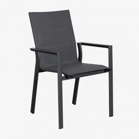 Set Van 4 Stapelbare Tuinstoelen Met Armleuningen Van Aluminium Karena Grijs – Grafiet - Sklum
