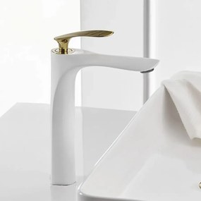 Wastafelkraan Rea Orbit White/Gold High