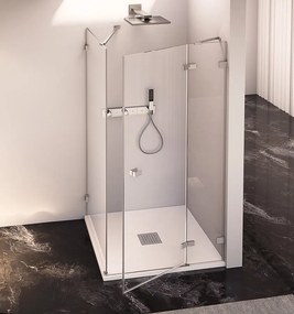 Polysan Fortis Edge hoekcabine met draaideur rechts helder glas 100x100cm chroom