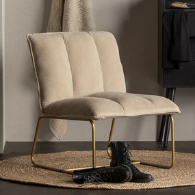 Woood Fie Fauteuil Zand Ribstof Met Goud