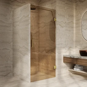 Saniclear Modern brons glas douchedeur profielloos 90x200cm geborsteld messing - mat goud