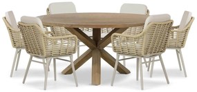 Tuinset Ronde Tuintafel 6 personen 160 cm Aluminium/wicker Taupe Coco Antoni/Sand