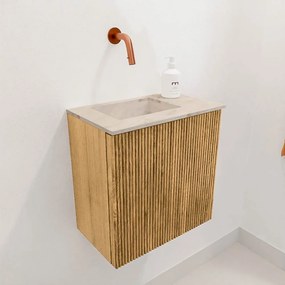 Mondiaz Joya DLux 40cm toiletmeubel oak met wastafel faye links zonder kraangat frappe