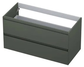 INK Wastafelonderkast - 100x45x52cm - 2 lades - greeploos - 45 graden afwerking rondom - MDF lak Mat beton groen 1240427