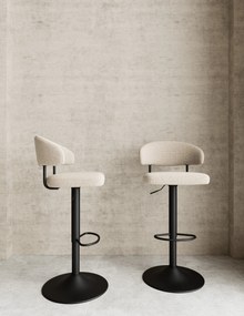 Mazzoni IRIS Beige (stof Basel 24)/zwarte poot - GESTOFFEERDE BARKRUK VOOR KEUKEN/BAR