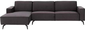 Goossens Hoekbank Hercules antraciet, stof, 2,5-zits, modern design met chaise longue links