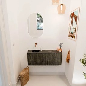 Mondiaz Joya DLux 100cm toiletmeubel ronding rechts shadow met wastafel faye links zonder kraangat lava