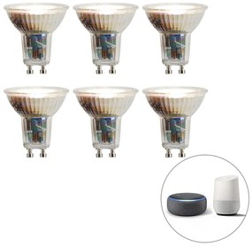 Set van 6 smart GU10 dimbaar in kelvin LED lampen 4,8W 400 lm 1800K - 6500K