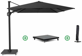 Zweefparasol  3.5x2.6m T2 premium matt black frame  (incl. voet en hoes) Zwart Platinum Challenger