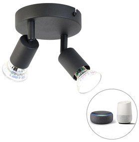 Smart Spot / Opbouwspot / Plafondspot zwart kantelbaar rond incl. 2 Wifi GU10 - Jeany Modern GU10 Binnenverlichting Lamp