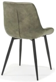 Eetkamerstoel - Loena - stof Cowboy retro lederlook olijf groen