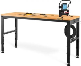VEVOR in hoogte verstelbare werkbank 135 x 46 x 72 - 97 cm met klemtafel, draagvermogen 900 kg, bruine opklapbare gereedschapsbank van koudgewalst staal, multifunctionele werktafel voor magazijn en kantoor
