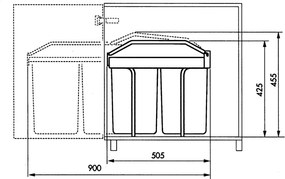 Hailo hailo multi-box duo l - (4*) wit / grijs - Huisafval - 50x26x43cm - gelakt staal / kunststof - 28 liter (2 x 14L)