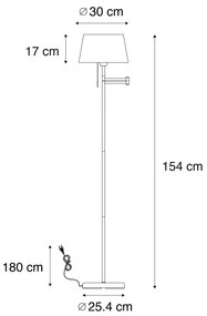 Klassieke vloerlamp staal met witte kap verstelbaar - Ladas Klassiek / Antiek E27 Binnenverlichting Lamp
