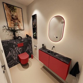 Mondiaz Ture DLux toiletmeubel 100cm fire met wastafel lava midden zonder kraangat