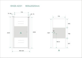 Mueller Satijn douchedeur links met mat glas 90x200cm Anti-kalk