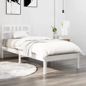 vidaXL Bedframe massief hout wit 90x200 cm
