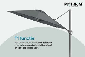 Platinum Voyager ronde zweefparasol T1 3 m. - Light Grey met ingraafvoet en hoes