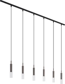 Modern railsysteem zwart met 6 hanglampen donker brons 1-fase - Slimline Loyce