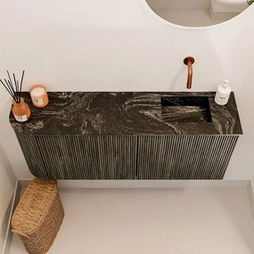 Mondiaz Joya DLux 100cm toiletmeubel ronding links shadow met wastafel faye rechts zonder kraangat lava