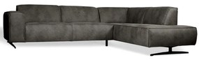 Hoekbank - Lambada - rechts - leer Hunter grijs 104