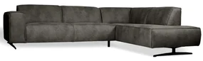 Hoekbank - Lambada - rechts - leer Hunter grijs 104