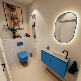 MONDIAZ TURE-DLUX 80cm toiletmeubel Jeans. EDEN wastafel Opalo positie rechts. Met 1 kraangat. TUREDX80JEAR1OPA