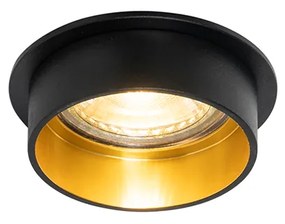 Set van 6 Moderne inbouwspot zwart met gouden binnenkant - Insta GU10 Binnenverlichting Lamp