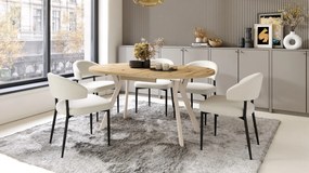 ALDO Eiken Artisan/Beige poten - RONDE LOFT/INDUSTRIËLE TAFEL VOOR WOONKAMER/EETKAMER, UITSCHUIFBAAR