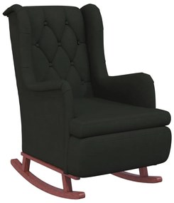 vidaXL Fauteuil met massief rubberwood schommelpoten fluweel zwart