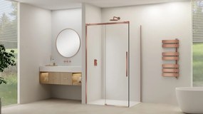 Van Rijn ST09 hoekcabine met helder glas 100x140cm geborsteld koper