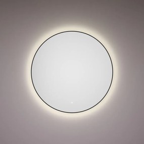Hipp Design 13500 ronde spiegel 60cm matzwart met LED en spiegelverwarming