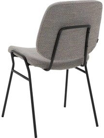 Goossens Eetkamerstoel Hjalmar grijs stof leuning, modern design