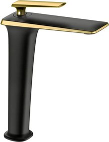 Mexen Purus hoge wastafelmengkraan, zwart/goud - 745810-75