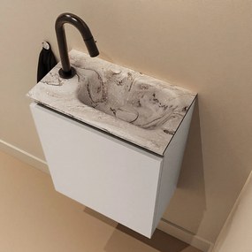 Mondiaz Ture DLux toiletmeubel 40cm linen met wastafel glace rechts met kraangat