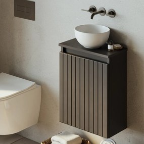 Fontana Bano toiletmeubel ribbelfront mat zwart 40x22cm met mat witte waskom
