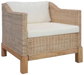 vidaXL 2-delig Bankstel met kussens natuurlijk rattan