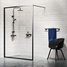 Sealskin Contour inloop douche type A3 88 cm breed, 200 cm hoog, zwart, 6 mm helder veiligheidsglas CCDA30886195100
