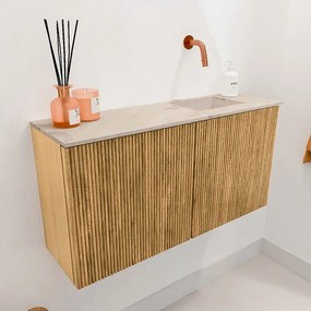 Mondiaz Joya DLux 80cm toiletmeubel oak met wastafel faye rechts zonder kraangat frappe
