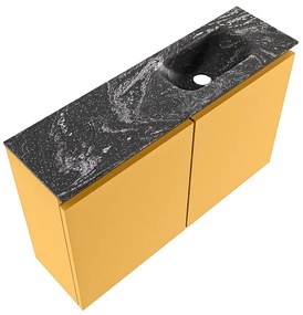 Mondiaz Ture DLux toiletmeubel 80cm ocher met wastafel lava rechts zonder kraangat