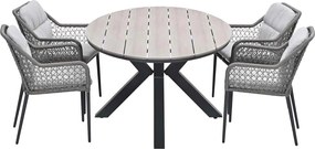 Garden Impressions Pemba tuinset 5-delig - Tulli tuintafel 180x115 cm - light teak vironwood