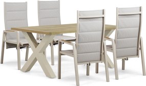Tuinset 4 personen 180 cm Aluminium Taupe Lifestyle Garden Furniture Essence/Cardiff
