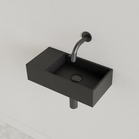 Sanigoods Nano fontein links zwart mat zonder kraangat 36x18cm