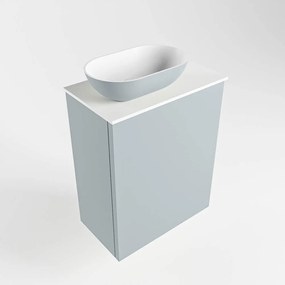 Mondiaz Fowy toiletmeubel 40cm clay met lichtgrijze waskom links en kraangat