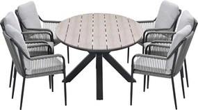 Garden Impressions Stevie tuinset 7-delig taupe - Tulli tuintafel 220x115xH75 cm - light teak vironwood