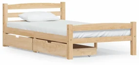 vidaXL Bedframe met 2 lades massief grenenhout 100x200 cm